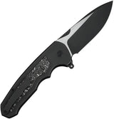 WE Knife Starlash Flip Press Lock EDC Knife - M390 Blade With Carbon Fiber Inlay And Black Stonewash Finish by We Knife Co Ltd