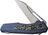 We Knife Falcaria Framelock CPM 20CV Wharncliffe Knife - EDC Premium With Blue Aluminum And Carbon Fiber Inlay by We Knife Co Ltd