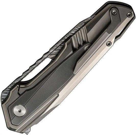 WE Knife Falcaria Framelock Damasteel WE23012B-DS1 - Premium Damasteel Wharncliffe Blade With Titanium Inlay EDC Ready by We Knife Co Ltd