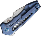 We Knife Harpen Framelock WE23019-2 - Premium CPM-20CV Blade With Blue Titanium Handle by We Knife Co Ltd