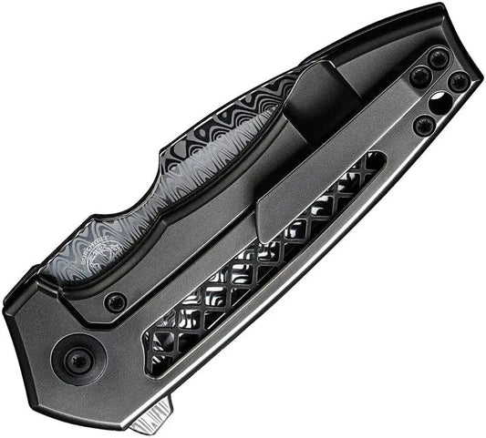 We Knife Harpen Framelock Damasteel WE23019 DS1 - Premium Titanium Handle EDC Knife for Collectors by We Knife Co Ltd