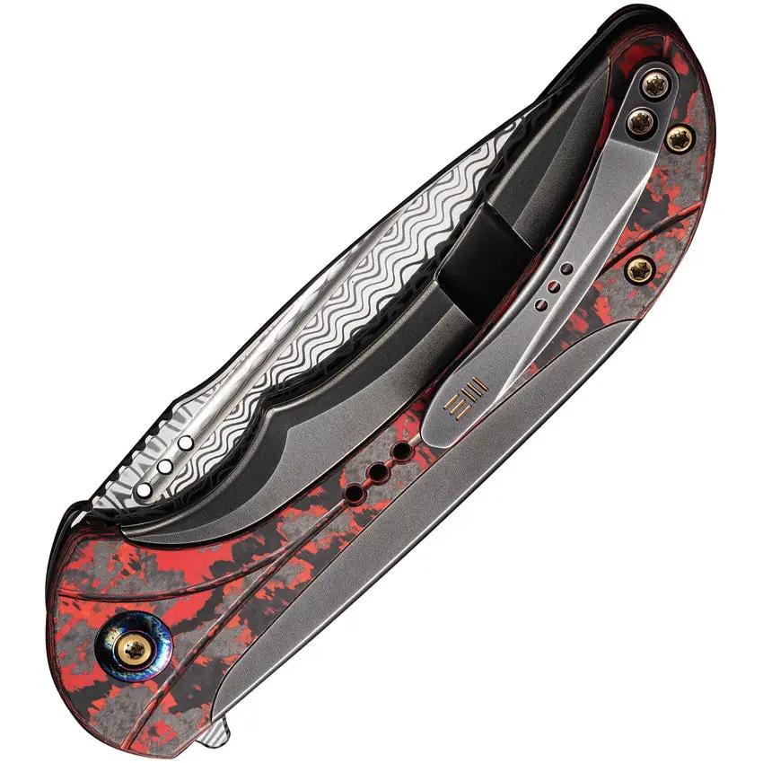 We Knife Equivik Framelock Lava Flow Damasteel Blade Titanium Handle EDC Knife - Premium Craftsmanship Everyday Carry by We Knife Co Ltd