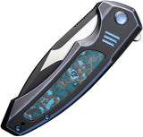 We Knife Hyperactive Framelock WE23030-3 - Vanax Blade, Stonewash Satin Finish, Arctic Storm Carbon Fiber Inlay by We Knife Co Ltd