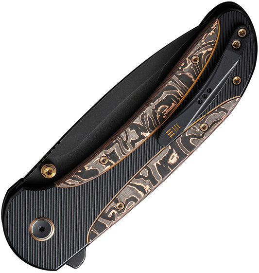 WE Knife Zizzit Button Lock Copper CF 20CV Premium Drop Point EDC Knife - Collector Grade Copper CF Build by We Knife Co Ltd