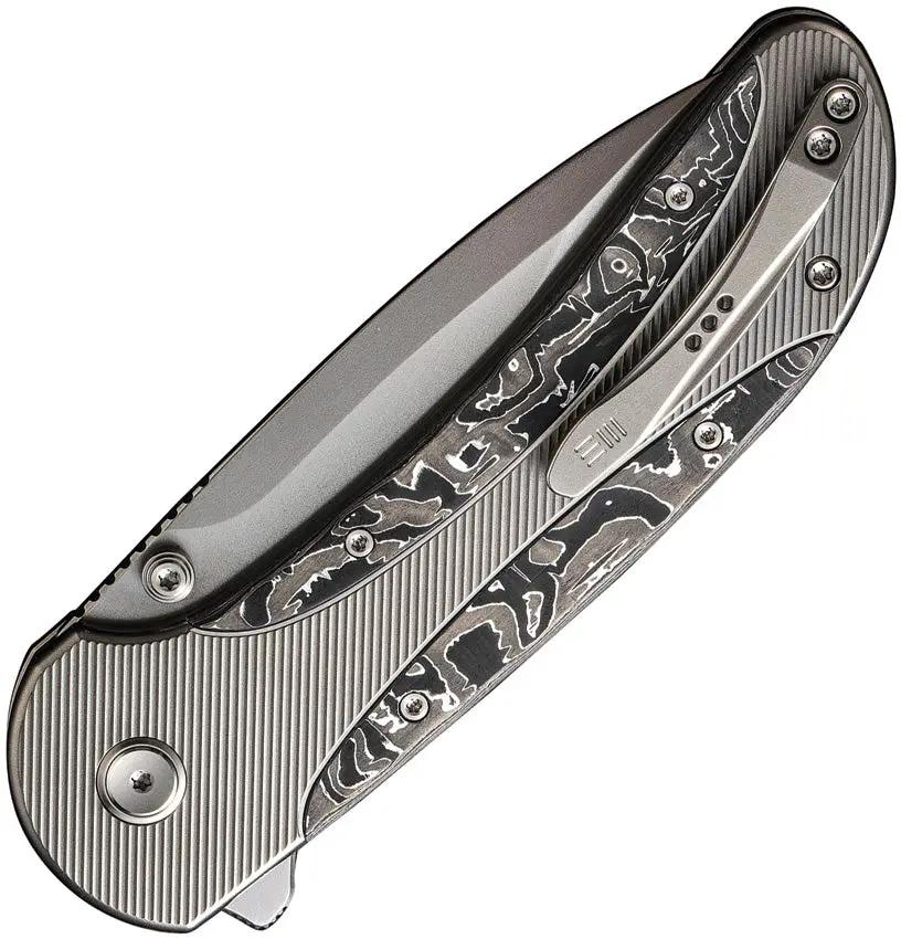 WE Knife Zizzit Button Lock Knife CPM-20CV Bead Blast Blade Titanium Handle CF Inlay EDC - Precision Cutting by We Knife Co Ltd