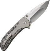WE Knife Zizzit Button Lock Knife CPM-20CV Bead Blast Blade Titanium Handle CF Inlay EDC - Precision Cutting by We Knife Co Ltd