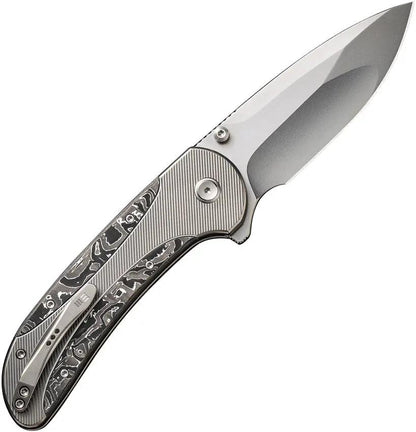 WE Knife Zizzit Button Lock Knife CPM-20CV Bead Blast Blade Titanium Handle CF Inlay EDC - Precision Cutting by We Knife Co Ltd
