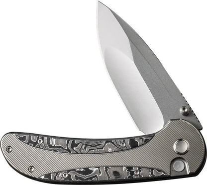 WE Knife Zizzit Button Lock Knife CPM-20CV Bead Blast Blade Titanium Handle CF Inlay EDC - Precision Cutting by We Knife Co Ltd
