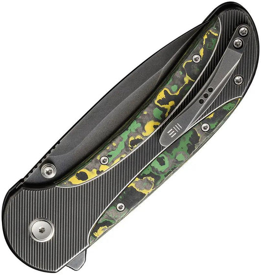 WE Knife Zizzit Button Lock Toxic Storm WE23031-4 - Premium CPM20CV Steel, Titanium Frame With Carbon Fiber Inlay by We Knife Co Ltd