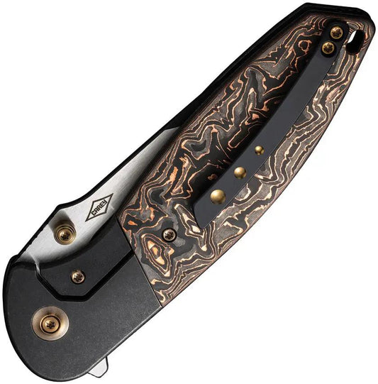We Knife Nitro OG Framelock - Copper Foil Carbon Fiber Inlay With Titanium Handle For Precision EDC by We Knife Co Ltd