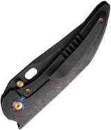 We Knife Attor Framelock Folding Knife - CPM-20CV Blade With Black Stonewash Finish And Titanium Gold Accents by We Knife Co Ltd