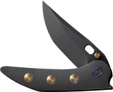 We Knife Attor Framelock Folding Knife - CPM-20CV Blade With Black Stonewash Finish And Titanium Gold Accents by We Knife Co Ltd