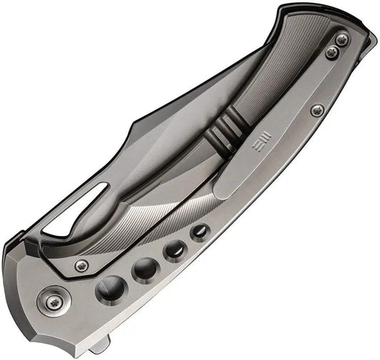 WE Knife Swiftfin Framelock CPM 20CV Titanium Bead Blast EDC Knife - Clip Point, Extended Tang, Storage Case Included by We Knife Co Ltd