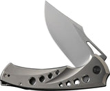 WE Knife Swiftfin Framelock CPM 20CV Titanium Bead Blast EDC Knife - Clip Point, Extended Tang, Storage Case Included by We Knife Co Ltd