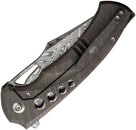 WE Knife Swiftfin Framelock Damasteel - Flame Anodized Titanium Handle EDC Knife For Collectors by We Knife Co Ltd