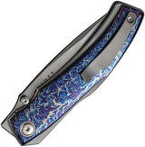 We Knife Swordfin Linerlock Flame WE23067-1 - Premium CPM-20CV Tanto Blade With Titanium Onlay by We Knife Co Ltd