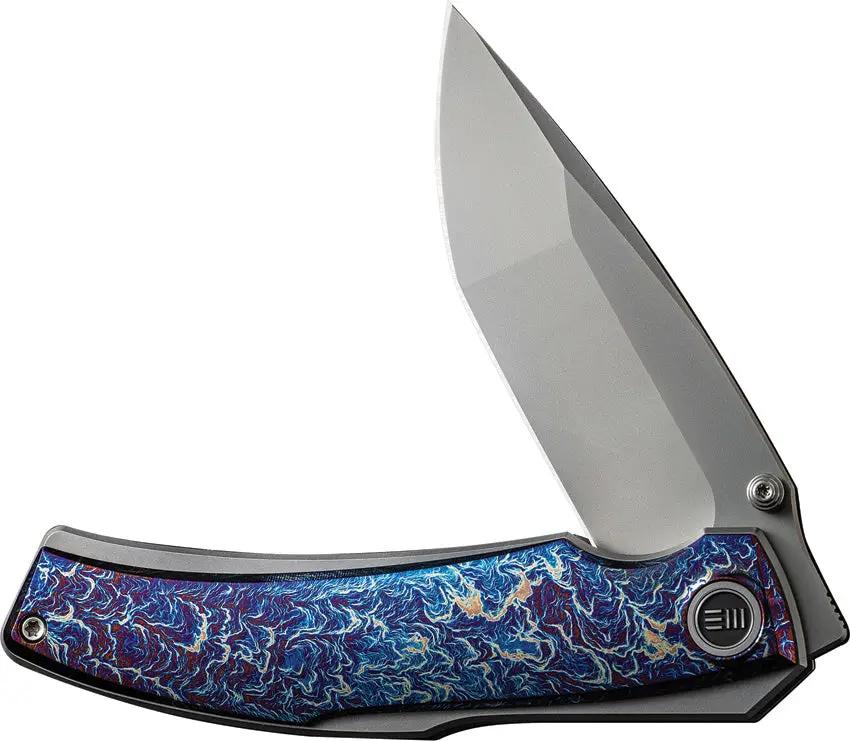 We Knife Swordfin Linerlock Flame WE23067-1 - Premium CPM-20CV Tanto Blade With Titanium Onlay by We Knife Co Ltd