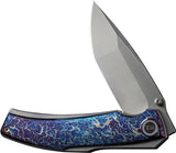 We Knife Swordfin Linerlock Flame WE23067-1 - Premium CPM-20CV Tanto Blade With Titanium Onlay by We Knife Co Ltd