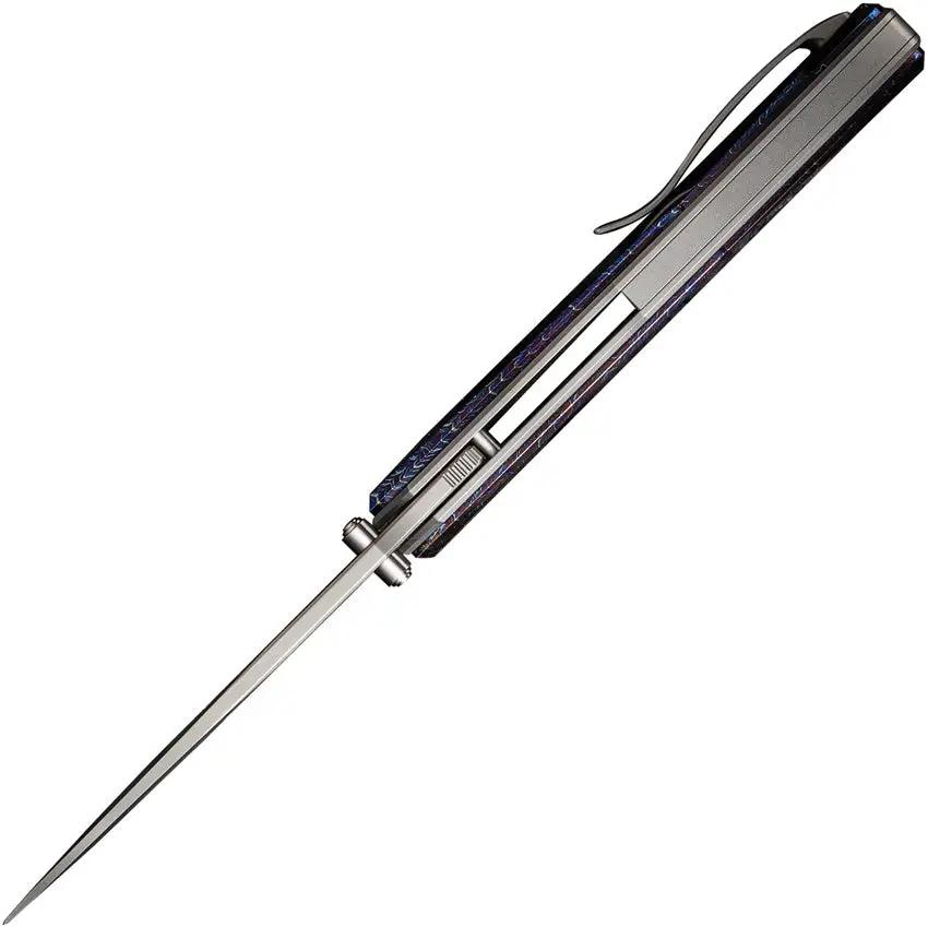 We Knife Swordfin Linerlock Flame WE23067-1 - Premium CPM-20CV Tanto Blade With Titanium Onlay by We Knife Co Ltd