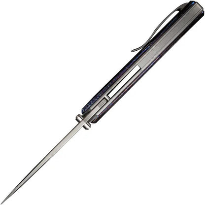 We Knife Swordfin Linerlock Flame WE23067-1 - Premium CPM-20CV Tanto Blade With Titanium Onlay by We Knife Co Ltd