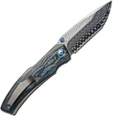 We Knife Swordfin Linerlock Arctic Storm Fat Carbon Fiber Onlay Damascus Blade EDC Knife - Premium Damascus Performance by We Knife Co Ltd