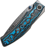We Knife Swordfin Linerlock Arctic Storm Fat Carbon Fiber Onlay Damascus Blade EDC Knife - Premium Damascus Performance by We Knife Co Ltd