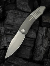 We Knife Sine Wave Nested Linerlock Gry WE23069B-2 - EDC Knife With Gray Titanium Handle And Premium Bohler M390 Blade by We Knife Co Ltd