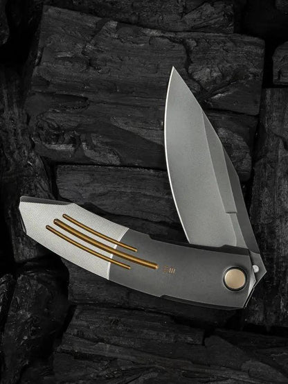 WE Knife Sine Wave Nested Linerlock EDC Knife - Premium M390 Blade With Gray Titanium Handle by We Knife Co Ltd