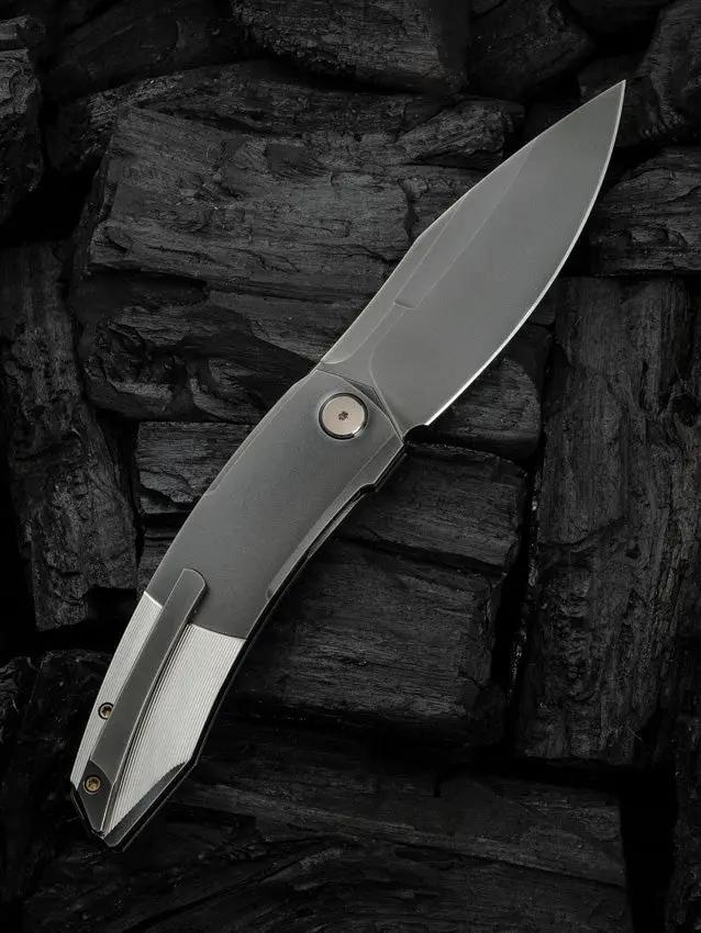 WE Knife Sine Wave Nested Linerlock EDC Knife - Premium M390 Blade With Gray Titanium Handle by We Knife Co Ltd