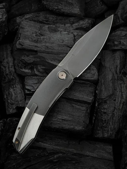 WE Knife Sine Wave Nested Linerlock EDC Knife - Premium M390 Blade With Gray Titanium Handle by We Knife Co Ltd