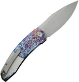 WE Knife Sine Wave Nested Linerlock Flm WE23069B-4 - M390 Titanium Flame And Satin Handle EDC Knife by We Knife Co Ltd