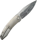 We Knife Sine Wave Nested Linerlock Damasteel Blade EDC Knife - Bead-Blast Titanium Handle by We Knife Co Ltd