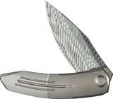 We Knife Sine Wave Nested Linerlock Damasteel Blade EDC Knife - Bead-Blast Titanium Handle by We Knife Co Ltd