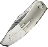 We Knife Sine Wave Nested Linerlock Damasteel Blade EDC Knife - Bead-Blast Titanium Handle by We Knife Co Ltd