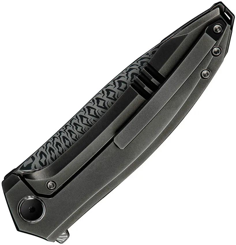 WE Knife Acuminal Framelock WE23070-DS1 - Damasteel Blade With Polished Titanium Handle For EDC And Collectors by We Knife Co Ltd