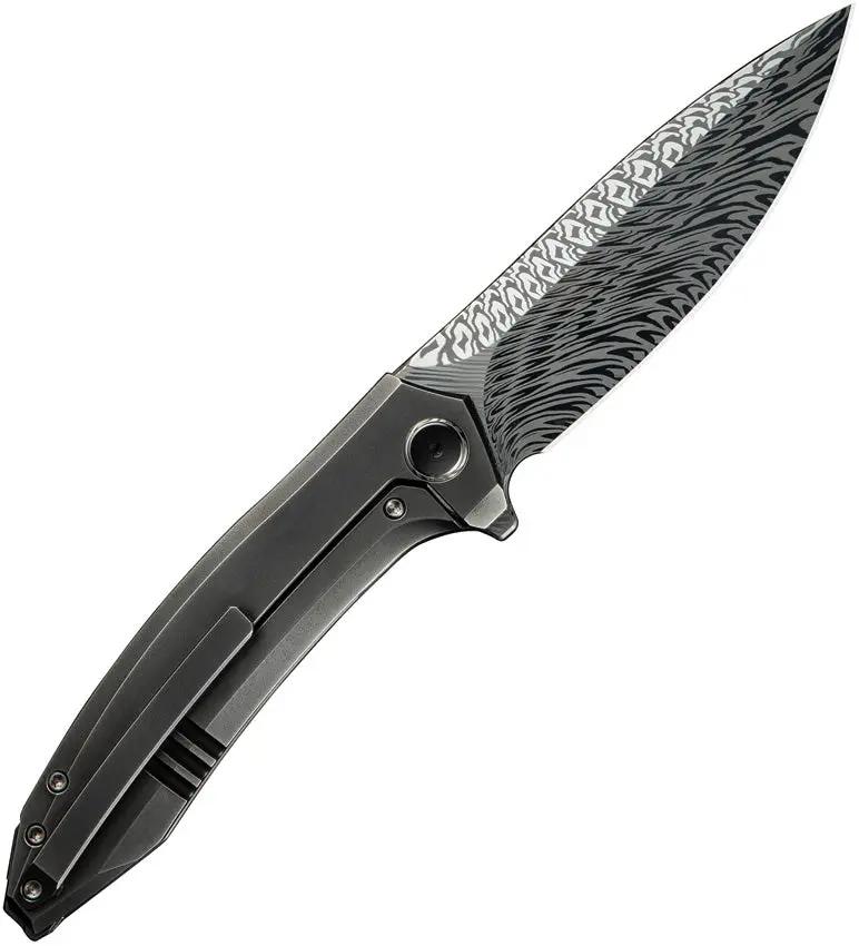WE Knife Acuminal Framelock WE23070-DS1 - Damasteel Blade With Polished Titanium Handle For EDC And Collectors by We Knife Co Ltd