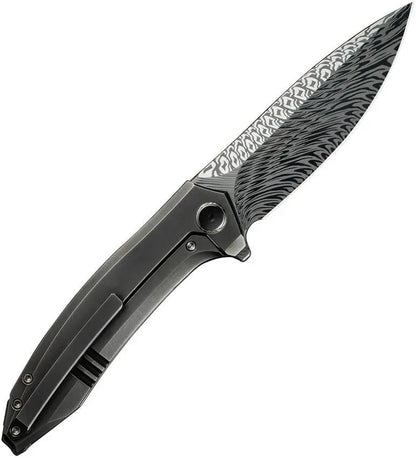 WE Knife Acuminal Framelock WE23070-DS1 - Damasteel Blade With Polished Titanium Handle For EDC And Collectors by We Knife Co Ltd