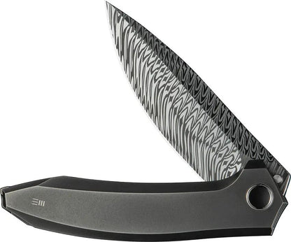 WE Knife Acuminal Framelock WE23070-DS1 - Damasteel Blade With Polished Titanium Handle For EDC And Collectors by We Knife Co Ltd