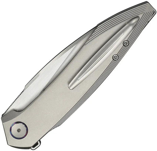 WE Knife Fluxor Nested Linerlock Gry 4In M390 Wharncliffe - Premium M390 Blade With Gray Titanium Finish by We Knife Co Ltd