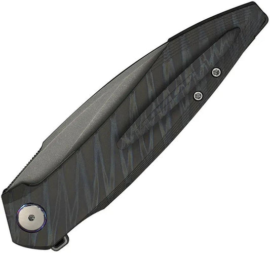 We Knife Fluxor Linerlock Folding Knife M390 Wharncliffe Blade With Tiger Striped Anodized Titanium Handle EDC by We Knife Co Ltd
