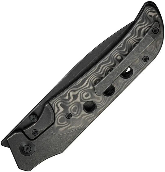 We Knife Guthrie Bolster Lock Knife - CPM 20CV Blade Black Stonewash Finish Titanium Handle Rose Carbon Fiber Inlay by We Knife Co Ltd
