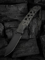 We Knife Guthrie Bolster Lock Knife - CPM 20CV Blade Black Stonewash Finish Titanium Handle Rose Carbon Fiber Inlay by We Knife Co Ltd