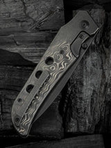 We Knife Guthrie Bolster Lock Knife - CPM 20CV Blade Black Stonewash Finish Titanium Handle Rose Carbon Fiber Inlay by We Knife Co Ltd