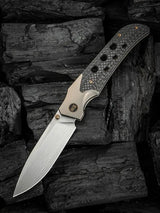 We Knife Guthrie Bolster Lock Champ EDC Knife - CPM 20CV Satin Blade With Titanium Carbon Fiber Inlay by We Knife Co Ltd