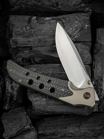 We Knife Guthrie Bolster Lock Champ EDC Knife - CPM 20CV Satin Blade With Titanium Carbon Fiber Inlay by We Knife Co Ltd