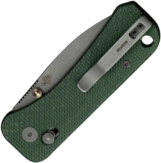 We Knife Banter 2 Crossbar Lock WE23075 CPM S35VN EDC Knife - 2.88 Inch Blade With Grippy Green Canvas Micarta Handle by We Knife Co Ltd