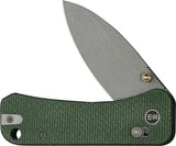 We Knife Banter 2 Crossbar Lock WE23075 CPM S35VN EDC Knife - 2.88 Inch Blade With Grippy Green Canvas Micarta Handle by We Knife Co Ltd