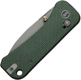 We Knife Banter 2 Crossbar Lock WE23075 CPM S35VN EDC Knife - 2.88 Inch Blade With Grippy Green Canvas Micarta Handle by We Knife Co Ltd