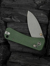 We Knife Banter 2 Crossbar Lock WE23075 CPM S35VN EDC Knife - 2.88 Inch Blade With Grippy Green Canvas Micarta Handle by We Knife Co Ltd