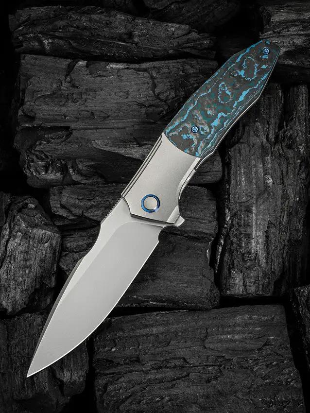 WE Knife Archeozoic Interframe Lock WE23091-4 - Bohler M390 Blade, Titanium Handle With Fat Carbon Inlay by We Knife Co Ltd